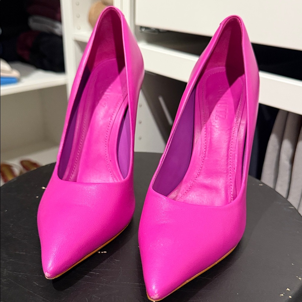 SCHUTZ Fuchsia Leather Heels